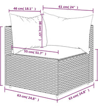 Garten-Ecksofa mit Kissen Schwarz Poly Rattan