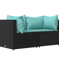 Garten-Ecksofas mit Kissen 2 Stk. Schwarz Poly Rattan