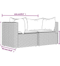 Garten-Ecksofas mit Kissen 2 Stk. Schwarz Poly Rattan