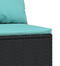 Garten-Mittelsofa mit Kissen Schwarz Poly Rattan