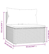 Garten-Mittelsofa mit Kissen Schwarz Poly Rattan