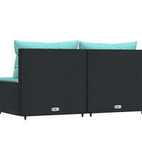 Garten-Mittelsofas mit Kissen 2 Stk. Schwarz Poly Rattan