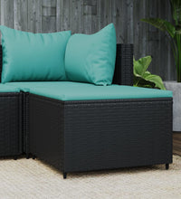 Gartenhocker mit Kissen Schwarz Poly Rattan