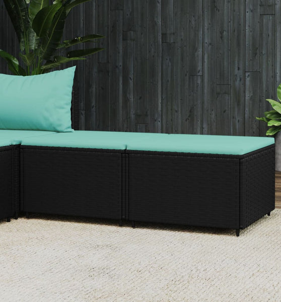 Gartenhocker mit Kissen 2 Stk. Schwarz Poly Rattan