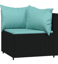 Garten-Ecksofas mit Kissen 2 Stk. Schwarz Poly Rattan