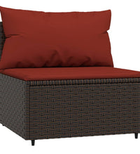 3-tlg. Garten-Lounge-Set mit Kissen Braun Poly Rattan