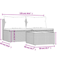 3-tlg. Garten-Lounge-Set mit Kissen Braun Poly Rattan