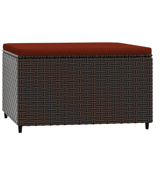 Gartenhocker mit Kissen Braun Poly Rattan