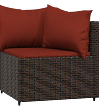 4-tlg. Garten-Lounge-Set mit Kissen Braun Poly Rattan