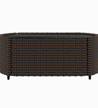 4-tlg. Garten-Lounge-Set mit Kissen Braun Poly Rattan