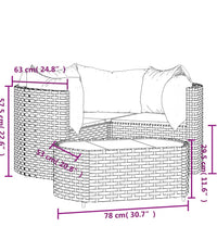 4-tlg. Garten-Lounge-Set mit Kissen Braun Poly Rattan