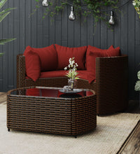 4-tlg. Garten-Lounge-Set mit Kissen Braun Poly Rattan