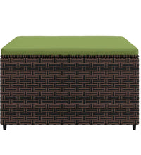 Gartenhocker mit Kissen Braun Poly Rattan