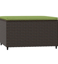 Gartenhocker mit Kissen Braun Poly Rattan