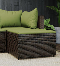 Gartenhocker mit Kissen Braun Poly Rattan