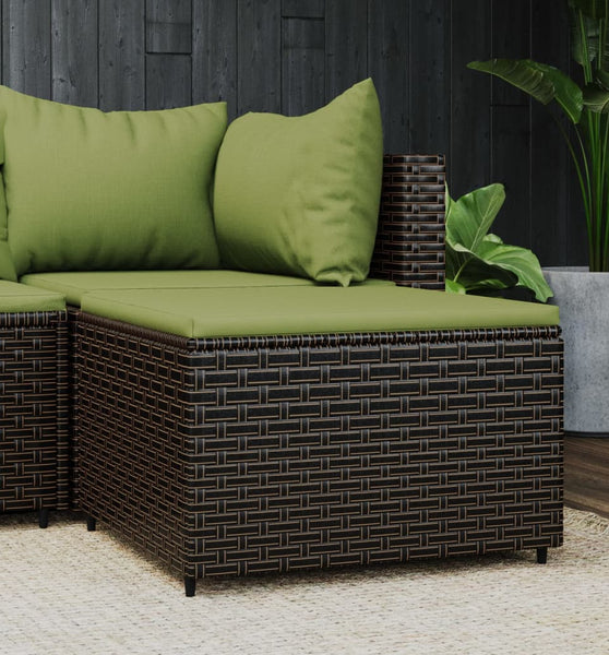 Gartenhocker mit Kissen Braun Poly Rattan