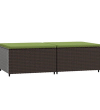 Gartenhocker mit Kissen 2 Stk. Braun Poly Rattan