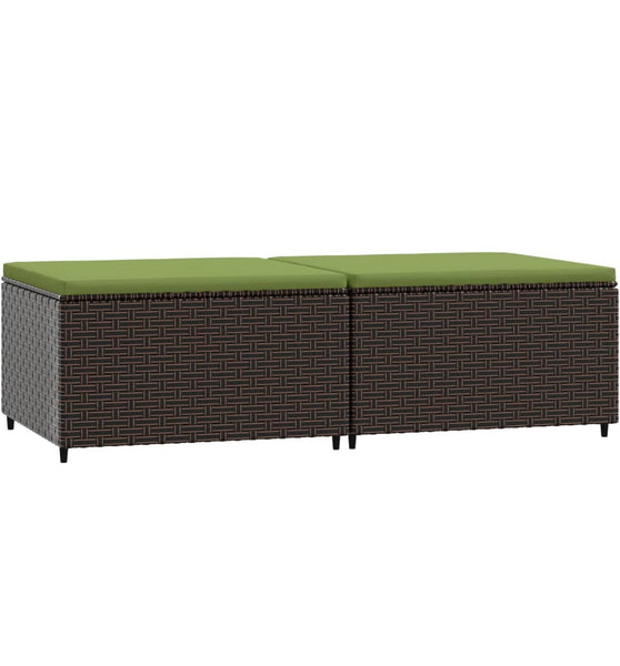 Gartenhocker mit Kissen 2 Stk. Braun Poly Rattan