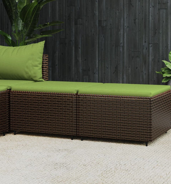 Gartenhocker mit Kissen 2 Stk. Braun Poly Rattan