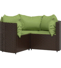 4-tlg. Garten-Lounge-Set mit Kissen Braun Poly Rattan