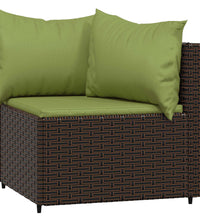 4-tlg. Garten-Lounge-Set mit Kissen Braun Poly Rattan