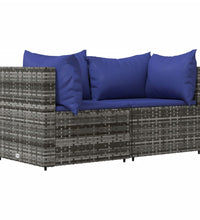 Garten-Ecksofas mit Kissen 2 Stk. Grau Poly Rattan