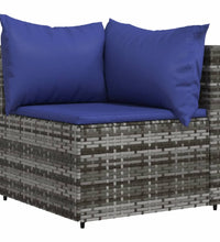 Garten-Ecksofas mit Kissen 2 Stk. Grau Poly Rattan