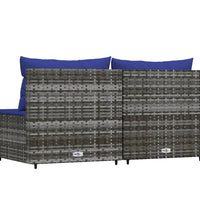 Garten-Mittelsofas mit Kissen 2 Stk. Grau Poly Rattan