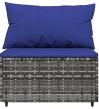 Garten-Mittelsofas mit Kissen 2 Stk. Grau Poly Rattan