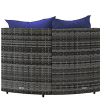 Garten-Ecksofas mit Kissen 2 Stk. Grau Poly Rattan