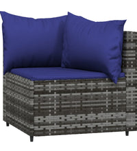 Garten-Ecksofas mit Kissen 2 Stk. Grau Poly Rattan