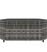 3-tlg. Garten-Lounge-Set mit Kissen Grau Poly Rattan