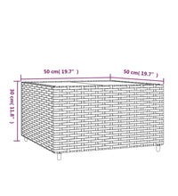 Garten-Couchtisch Quadratisch Braun 50x50x30 cm Poly Rattan