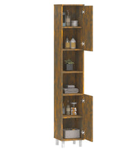 Badschrank Räuchereiche 30x30x179 cm Holzwerkstoff