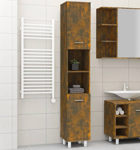 Badschrank Räuchereiche 30x30x179 cm Holzwerkstoff