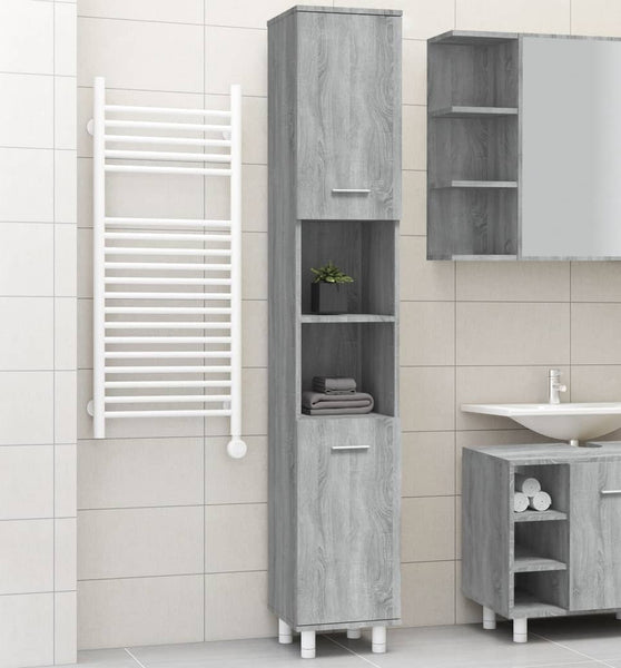 Badschrank Grau Sonoma 30x30x179 cm Holzwerkstoff