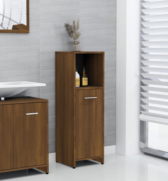 Badschrank Braun Eichen-Optik 30x30x95 cm Holzwerkstoff