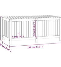 Gartentruhe Weiß 147x68x64 cm Massivholz Kiefer