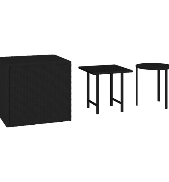 Beistelltische 3 Stk. Schwarz Poly Rattan
