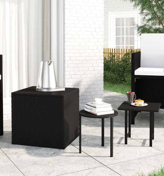Beistelltische 3 Stk. Schwarz Poly Rattan