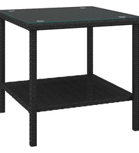 Beistelltisch Schwarz 45x45x45 cm Poly Rattan und Hartglas