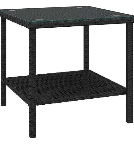 Beistelltisch Schwarz 45x45x45 cm Poly Rattan und Hartglas