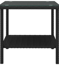 Beistelltisch Schwarz 45x45x45 cm Poly Rattan und Hartglas