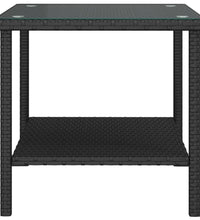 Beistelltisch Schwarz 45x45x45 cm Poly Rattan und Hartglas