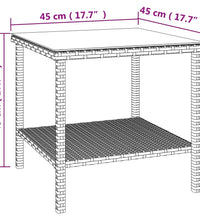 Beistelltisch Schwarz 45x45x45 cm Poly Rattan und Hartglas