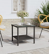 Beistelltisch Schwarz 45x45x45 cm Poly Rattan und Hartglas