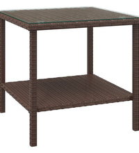 Beistelltisch Braun 45x45x45 cm Poly Rattan und Hartglas