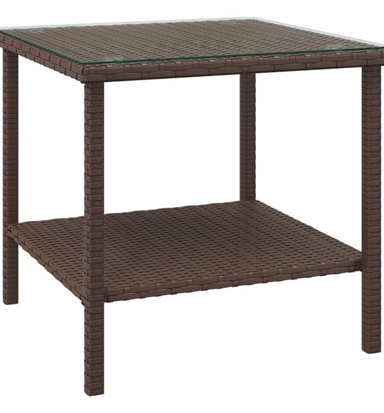Beistelltisch Braun 45x45x45 cm Poly Rattan und Hartglas