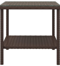 Beistelltisch Braun 45x45x45 cm Poly Rattan und Hartglas