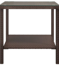 Beistelltisch Braun 45x45x45 cm Poly Rattan und Hartglas